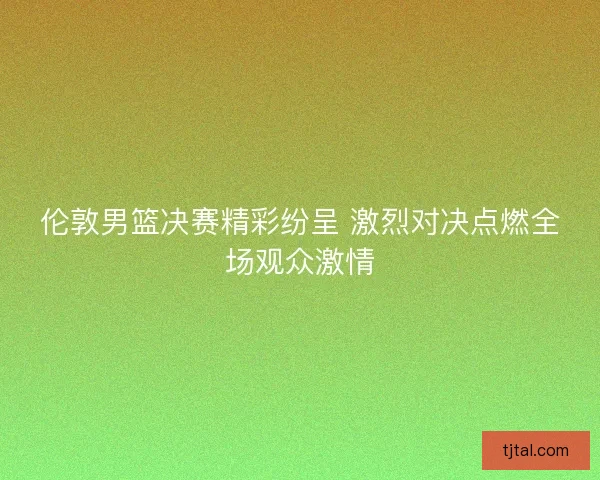 伦敦男篮决赛精彩纷呈 激烈对决点燃全场观众激情